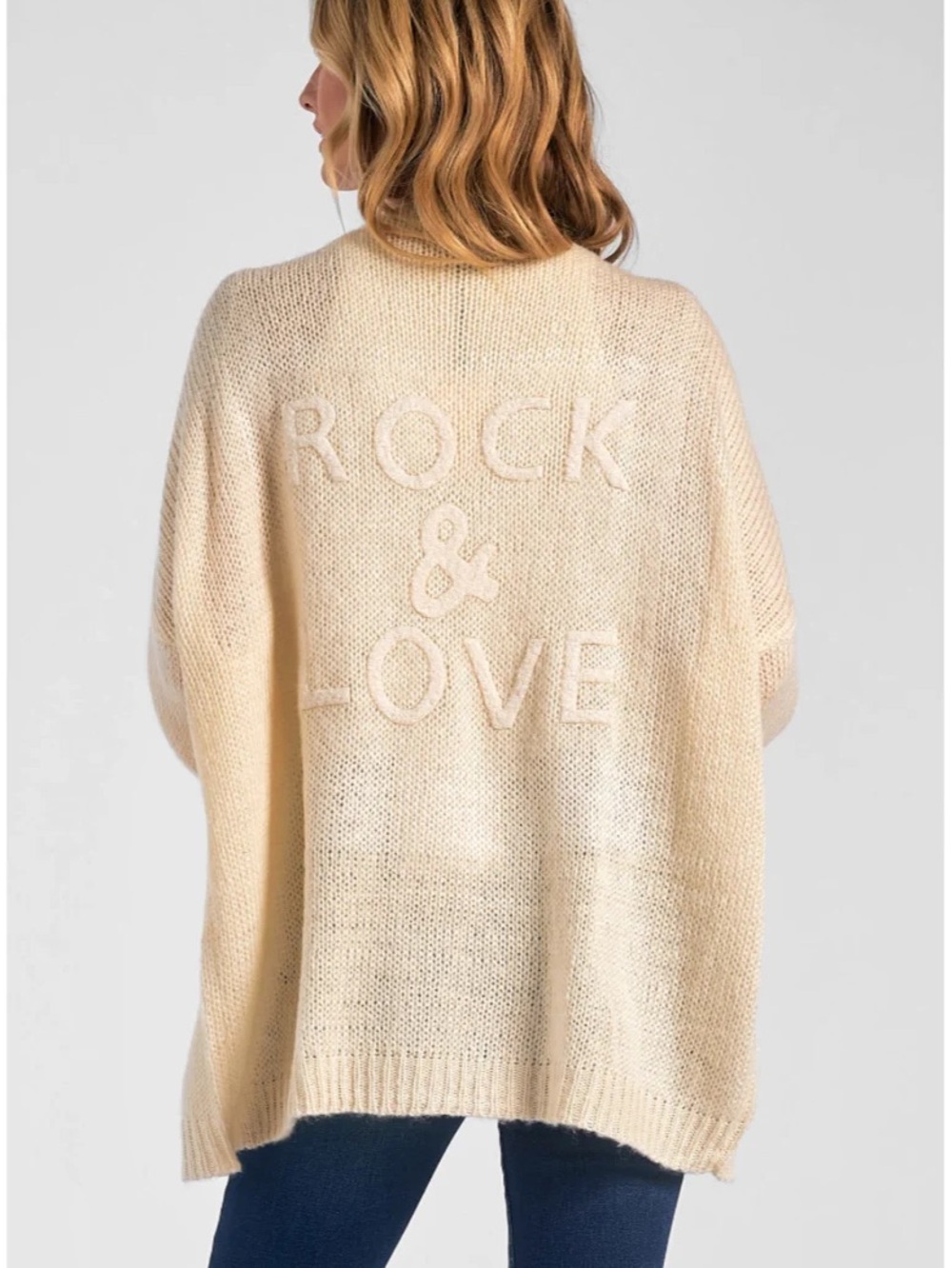 Cutest Rock & Love Cream Knit Open Cardigan Sweater one size NWOT